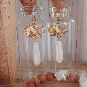 Mother Of Pearl Shell Starfish Earrings